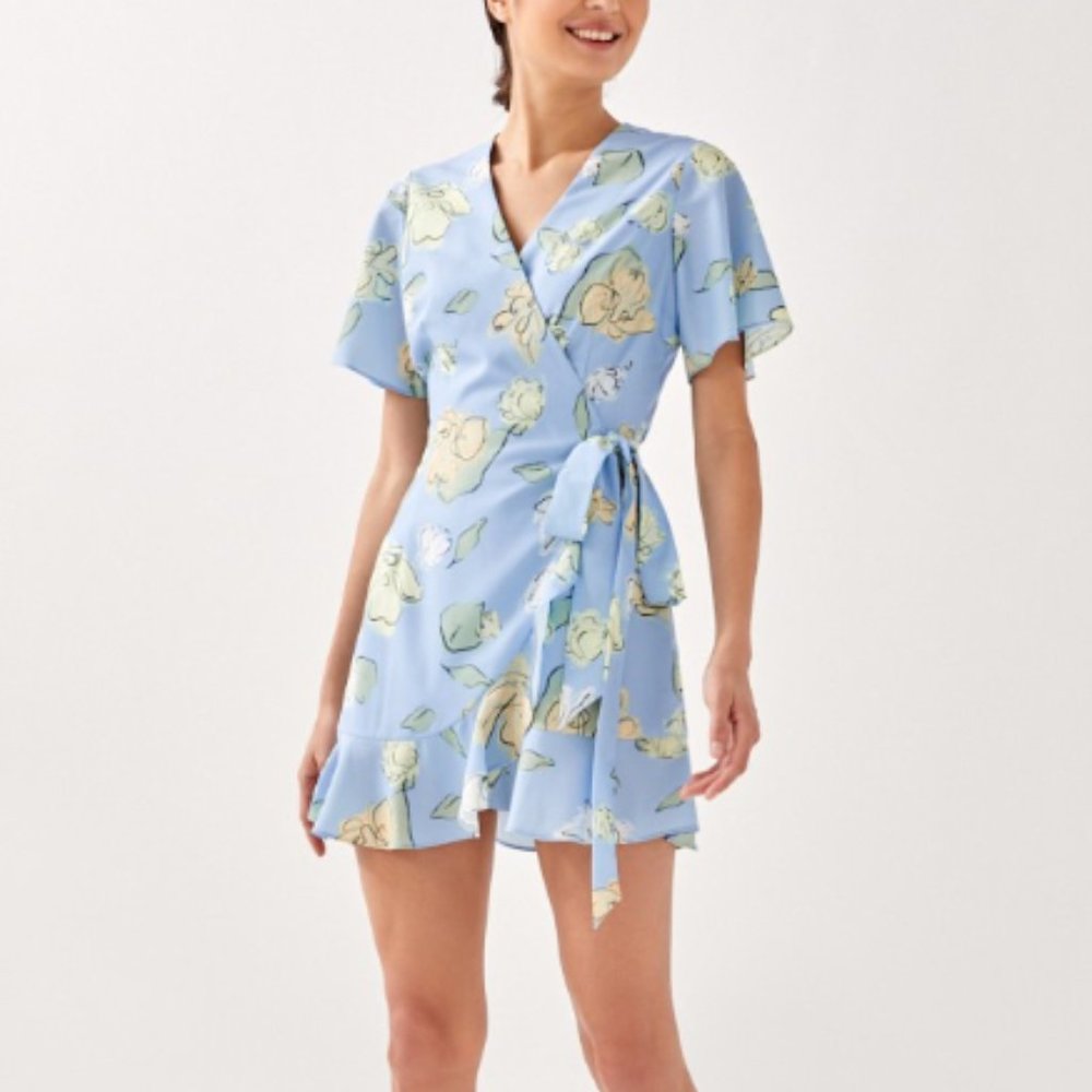 Front Wrap Dress in Unfolding Blooms - Love Bonito Small